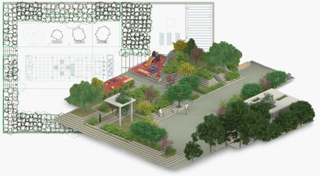 Jardines en 2D y 3D BIM Software para paisajismo